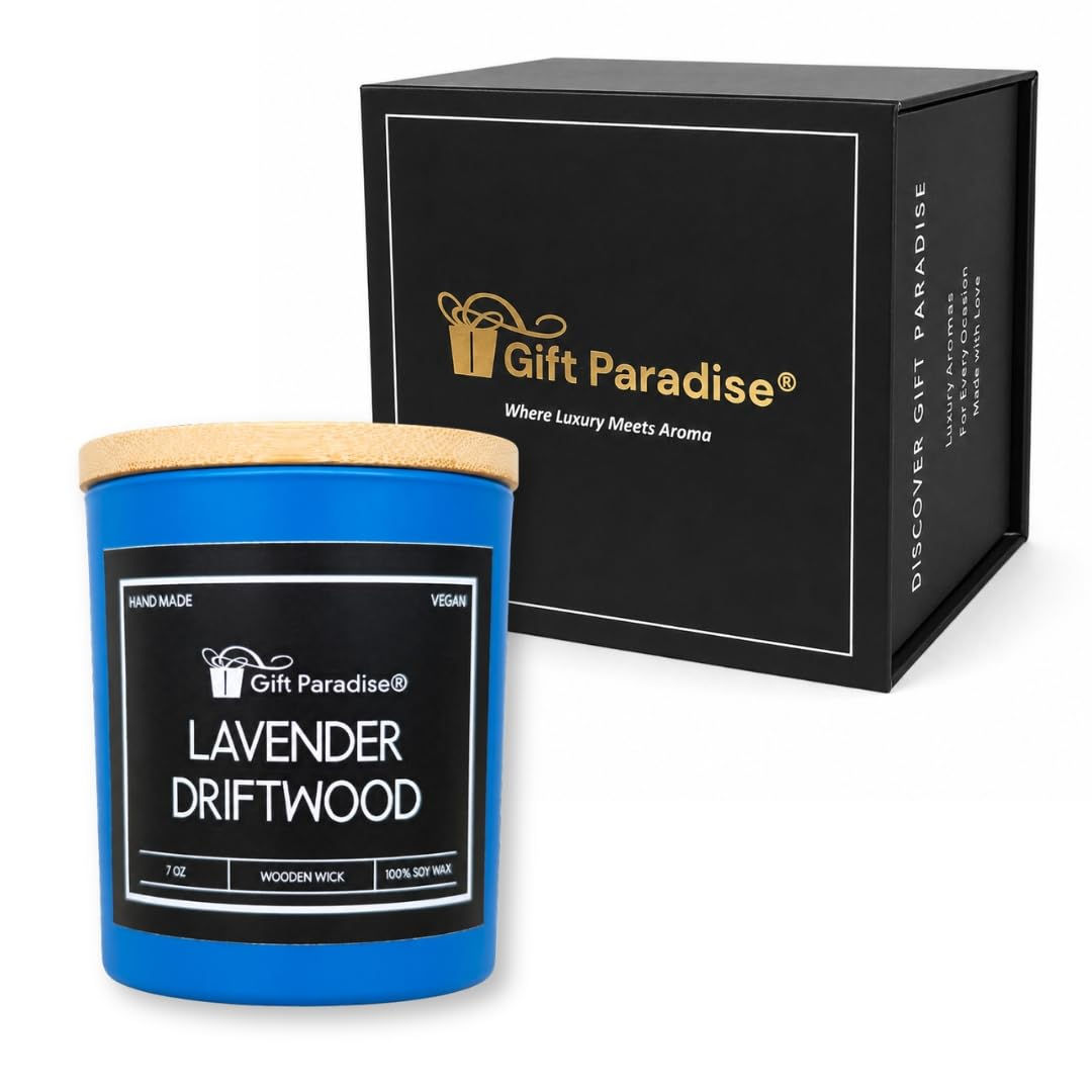 Gift Paradise Lavender Driftwood Soy Wax Candle, 7 oz – Crackling Wood Wick Scen