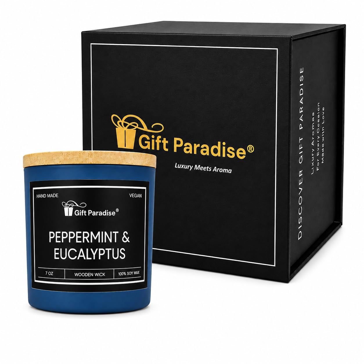 Gift Paradise Peppermint & Eucalyptus Scented Candle – 7 oz Soy Wax Candle with