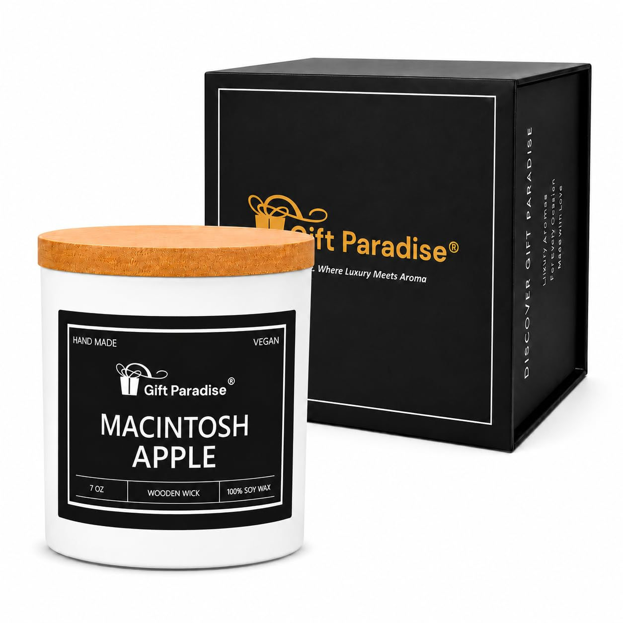 Gift Paradise Macintosh Apple Soy Candle, 7 oz, Magnetic Gift Box