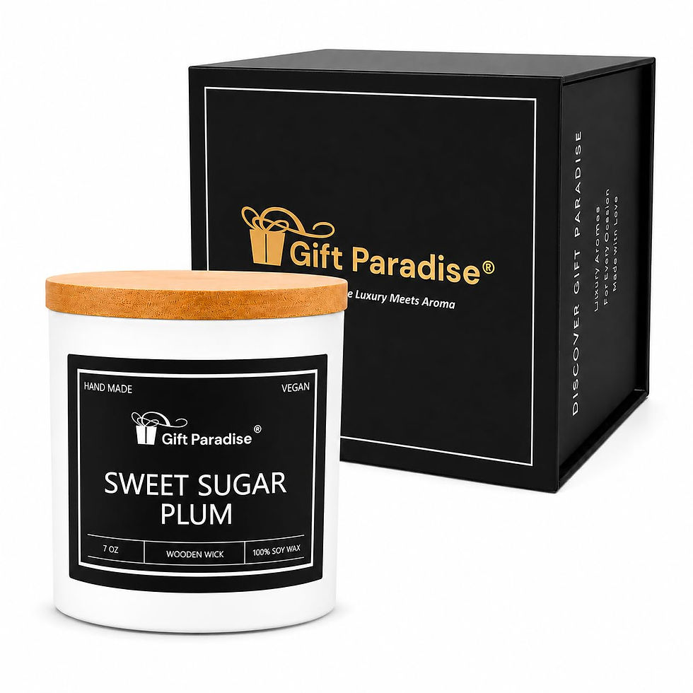 Gift Paradise Sweet Sugar Plum Soy Candle – 7 oz Natural Soy Wax with Crackling
