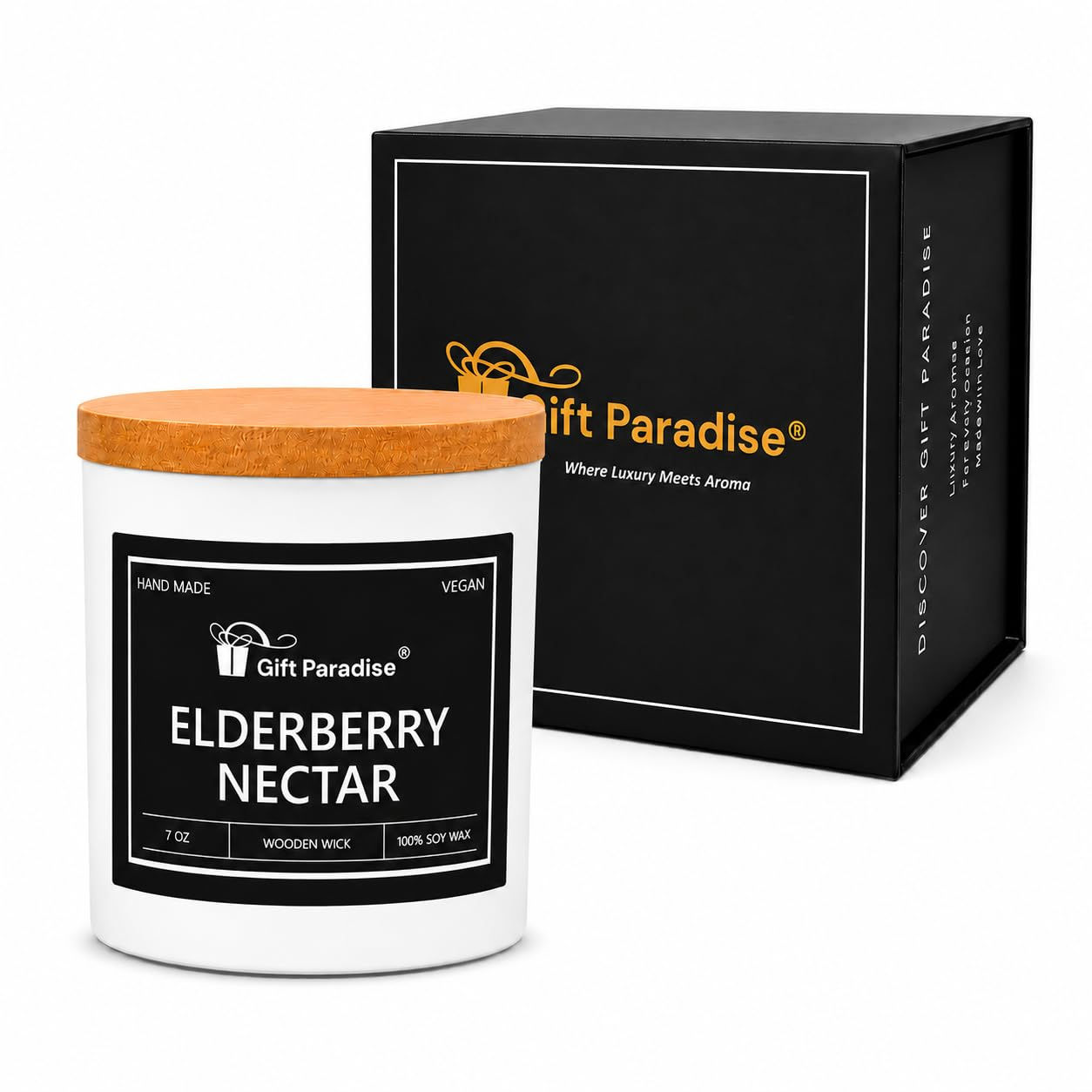 Gift Paradise Elderberry Nectar Soy Candle, 7 oz, Magnetic Gift Box