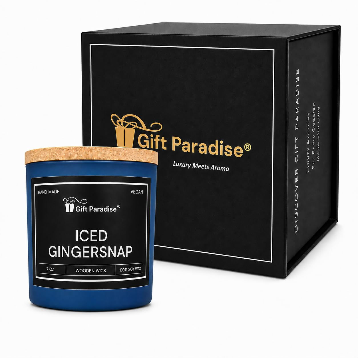 Iced Gingersnap Gift Paradise 7 oz Soy Wax Candle with Wood Wick in Premium Wood