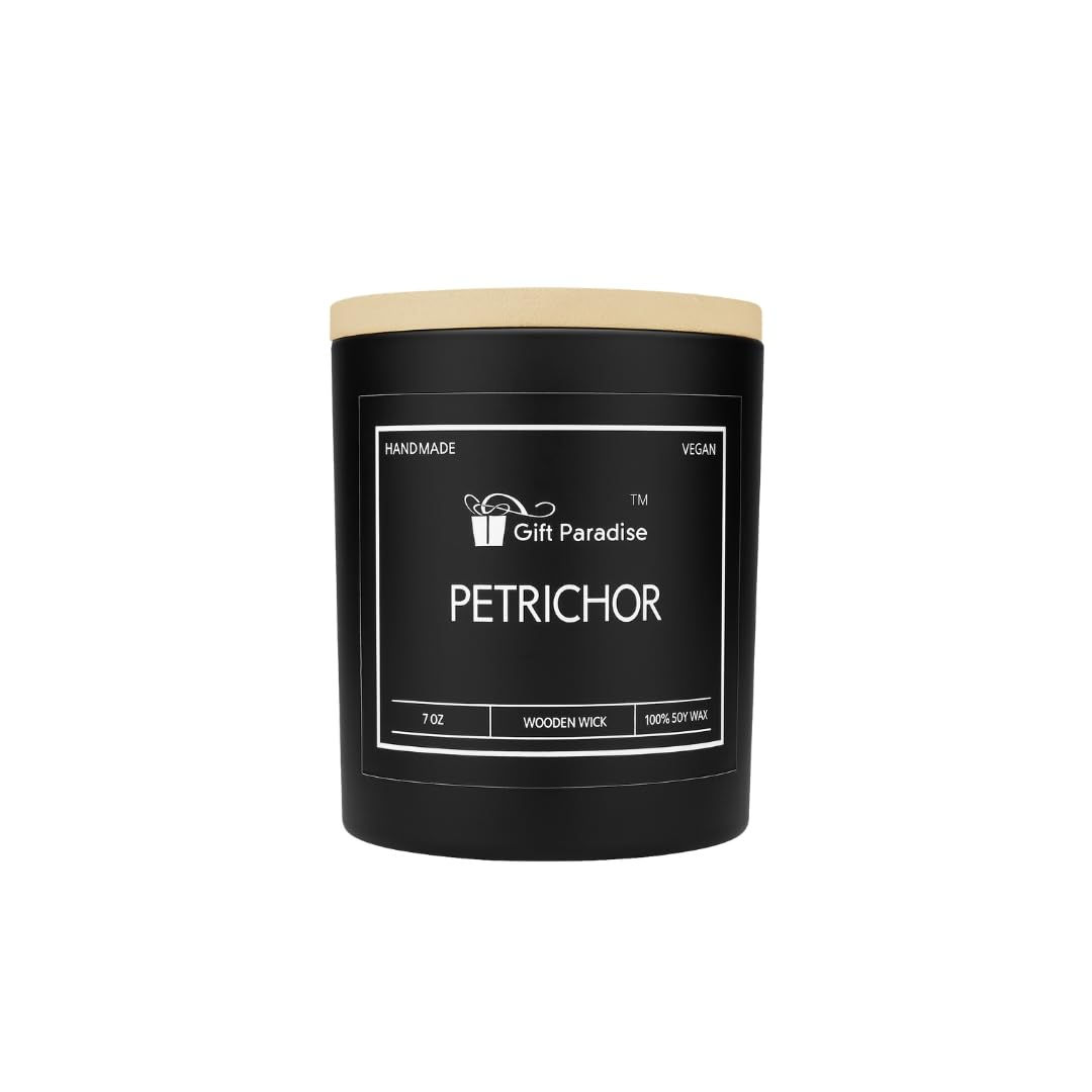 After Rain Candle (Petrichor) β 7 oz Soy Wax Candle with Wooden Wick, Fresh Eart