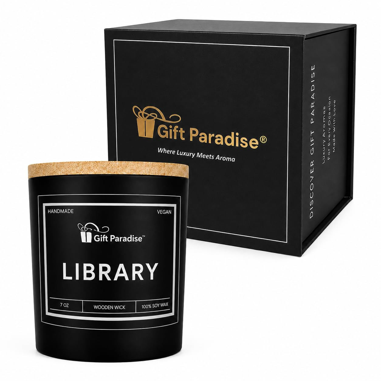 Library Scented Candle for Book Lovers, 7 oz Soy Wax, Magnetic Gift Box