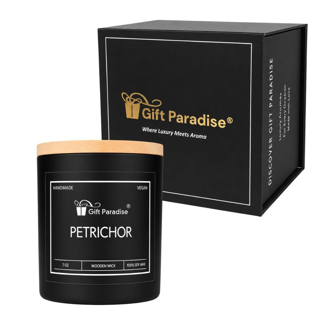 Gift Paradise Petrichor Soy Wax Candle, 7 oz Scented Candle with Premium Magneti