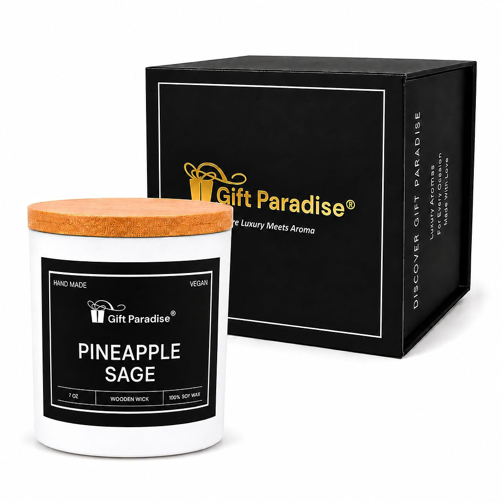 Gift Paradise Pineapple Sage Soy Candle, 7 oz Wooden Wick Candle with Bamboo Lid