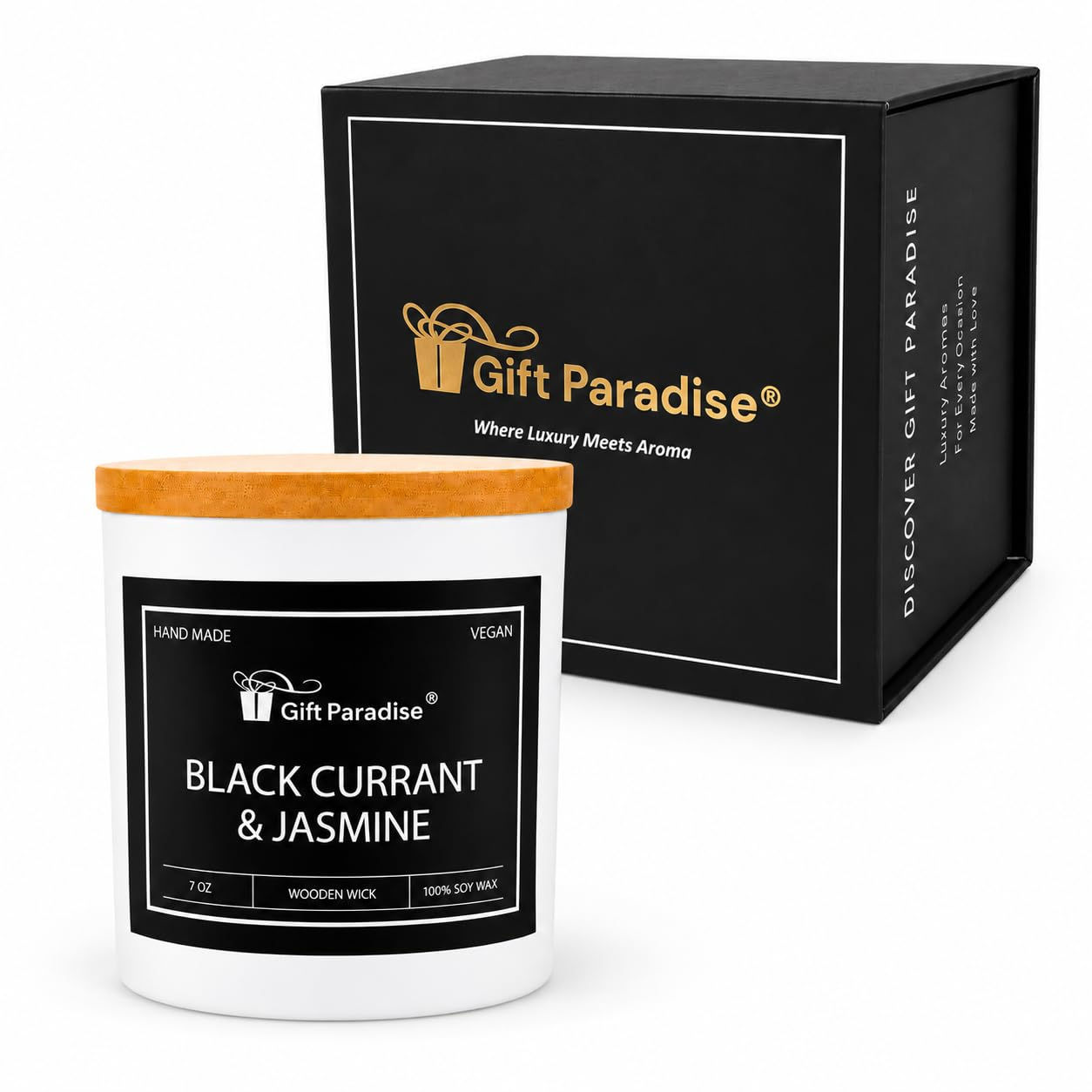 Gift Paradise Black Currant & Jasmine Soy Wax Candle, 7 oz – Crackling Wood Wick