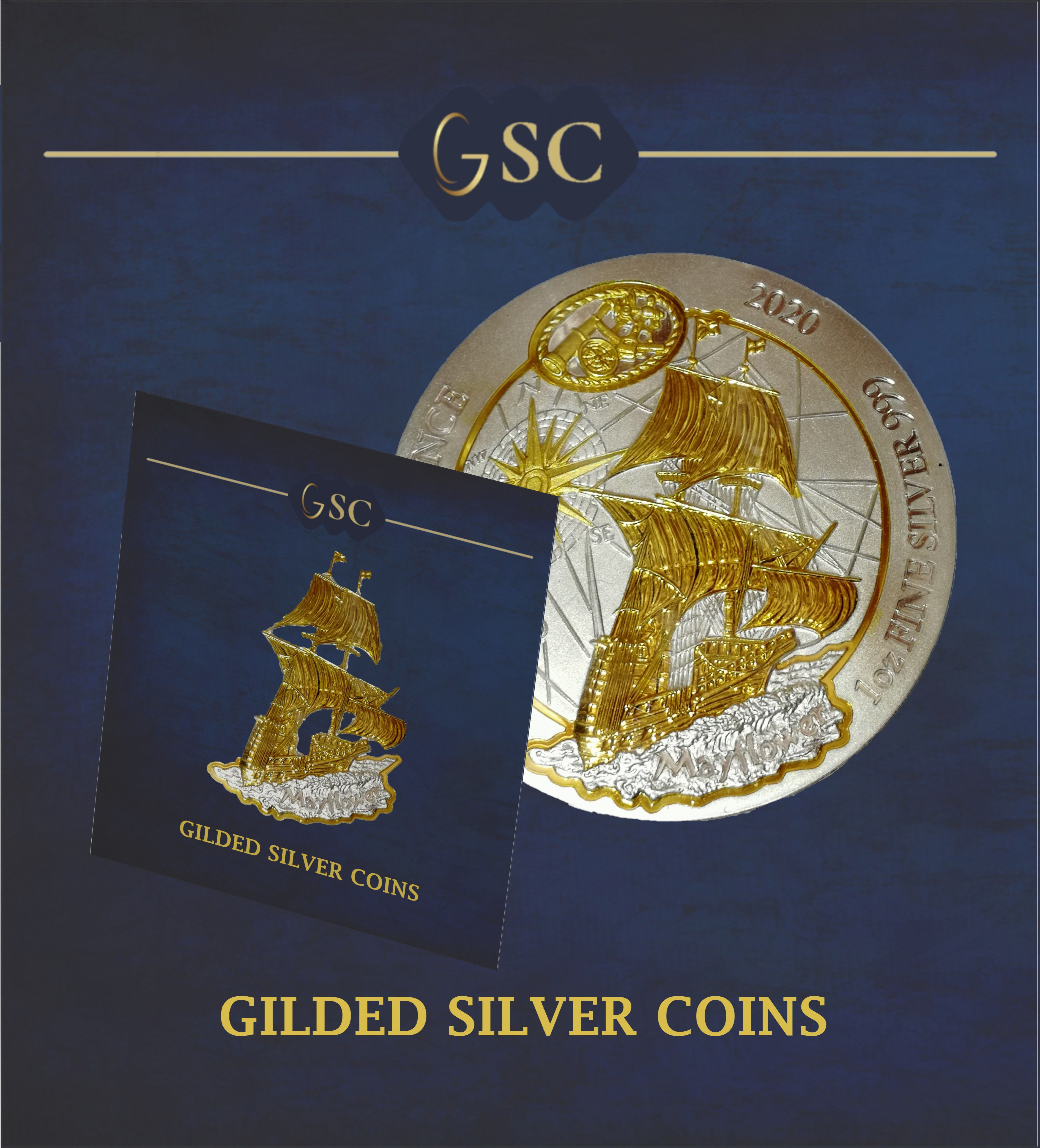 2020 24k Gilded Silver Nautical Ounce Mayflower Edition