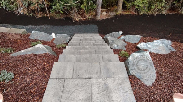 Stone steps and walkway landscaping