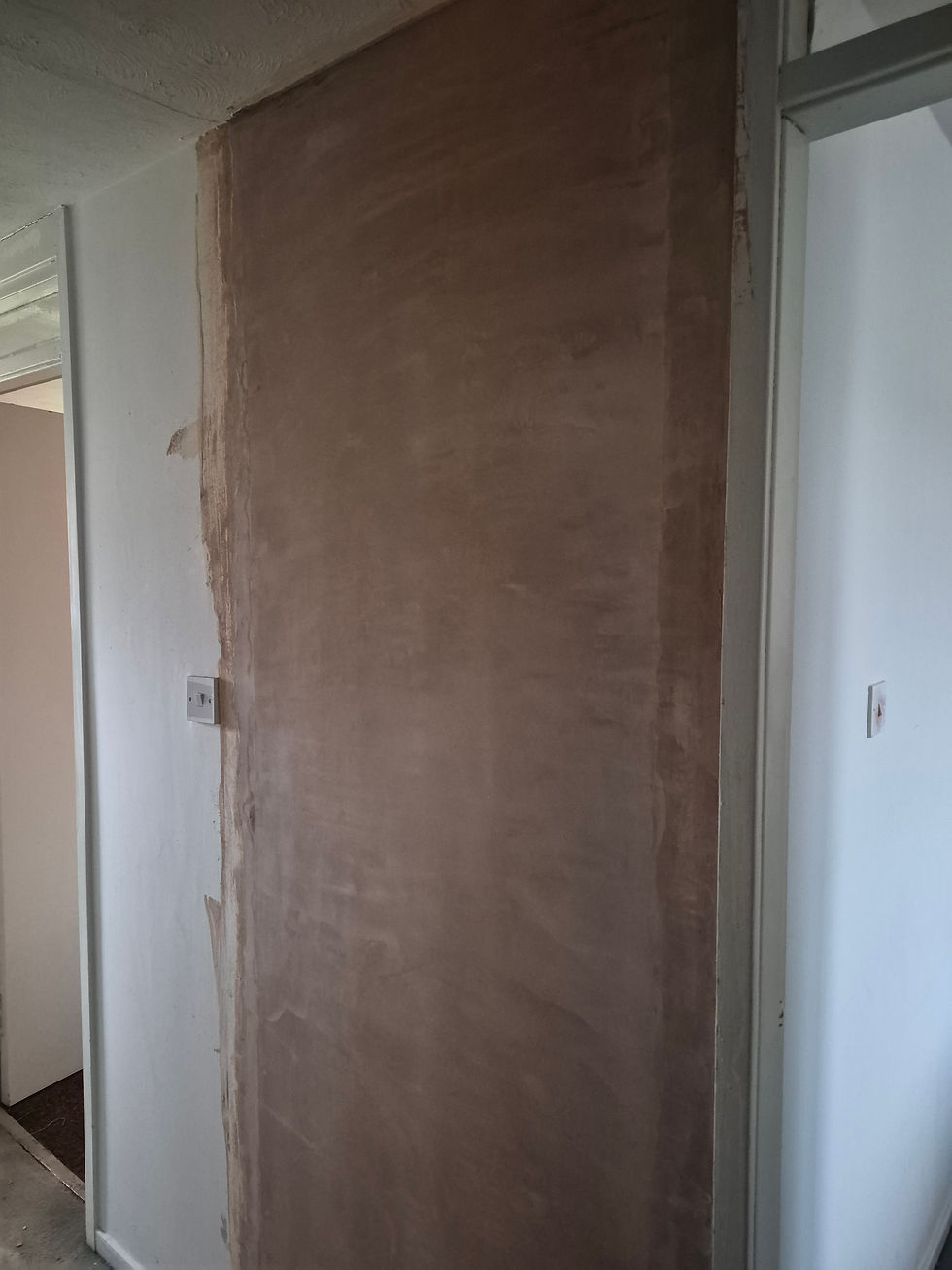Plastering the walls and loft hatch