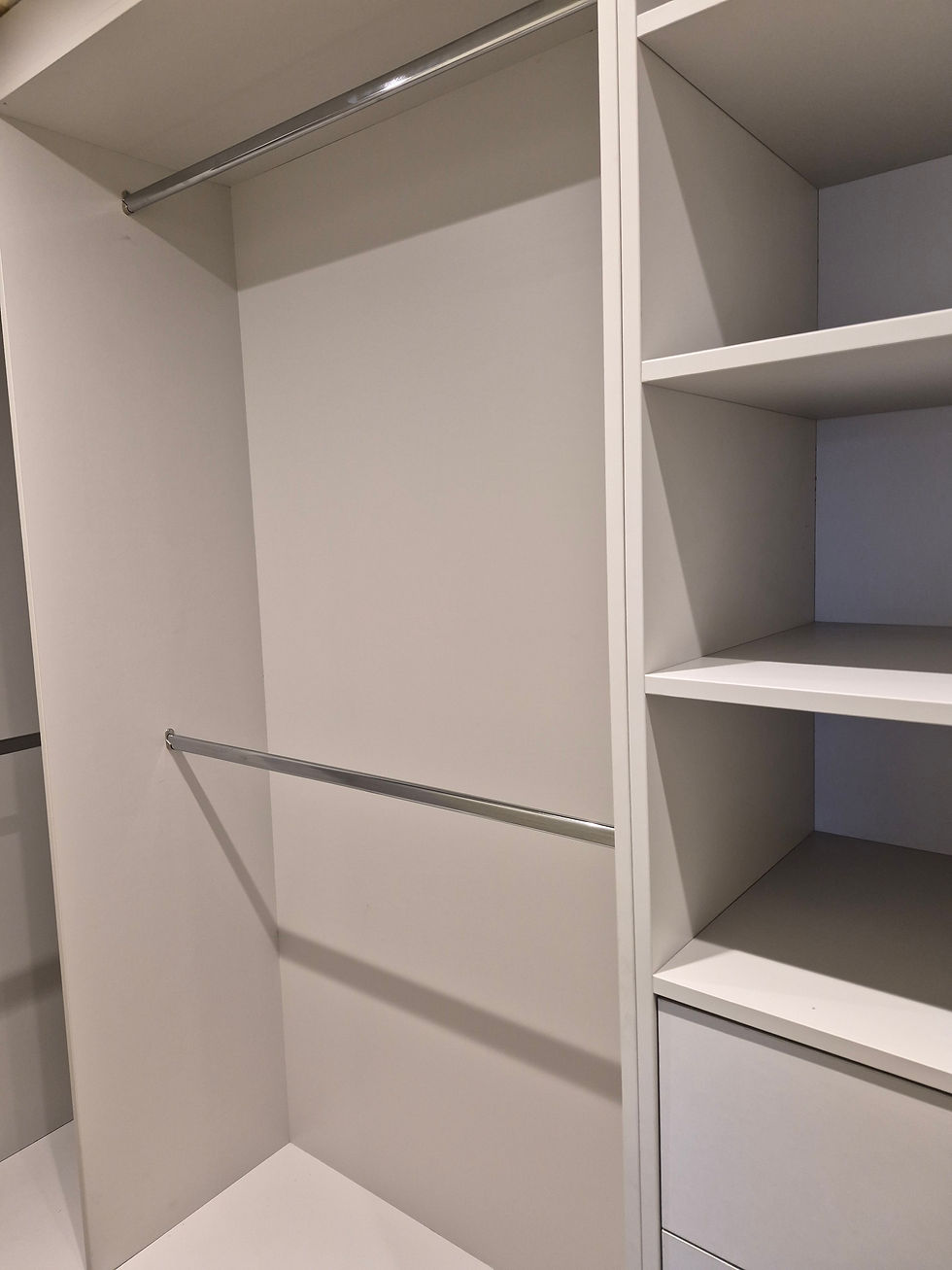 Completed Wardrobe hanging rails