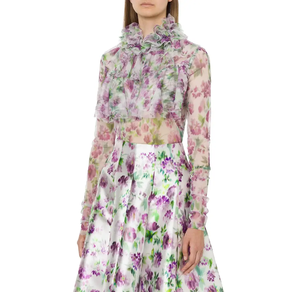 Tulle Blouse in Fantasy Print Violet - Philosophy Di Lorenzo Serafini