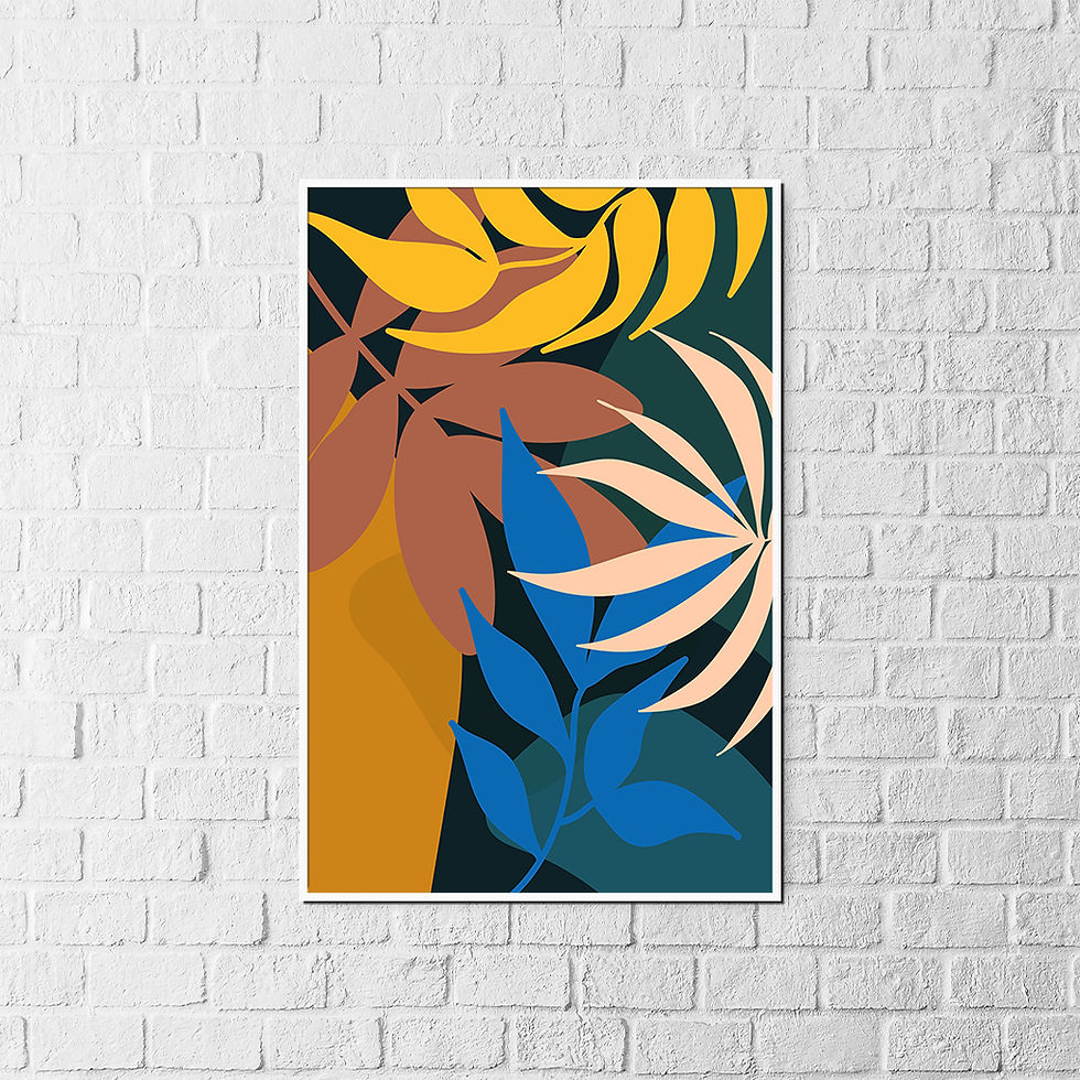 Thumbnail: Modern Abstract Botanical Art Print - Multicolor Leaves