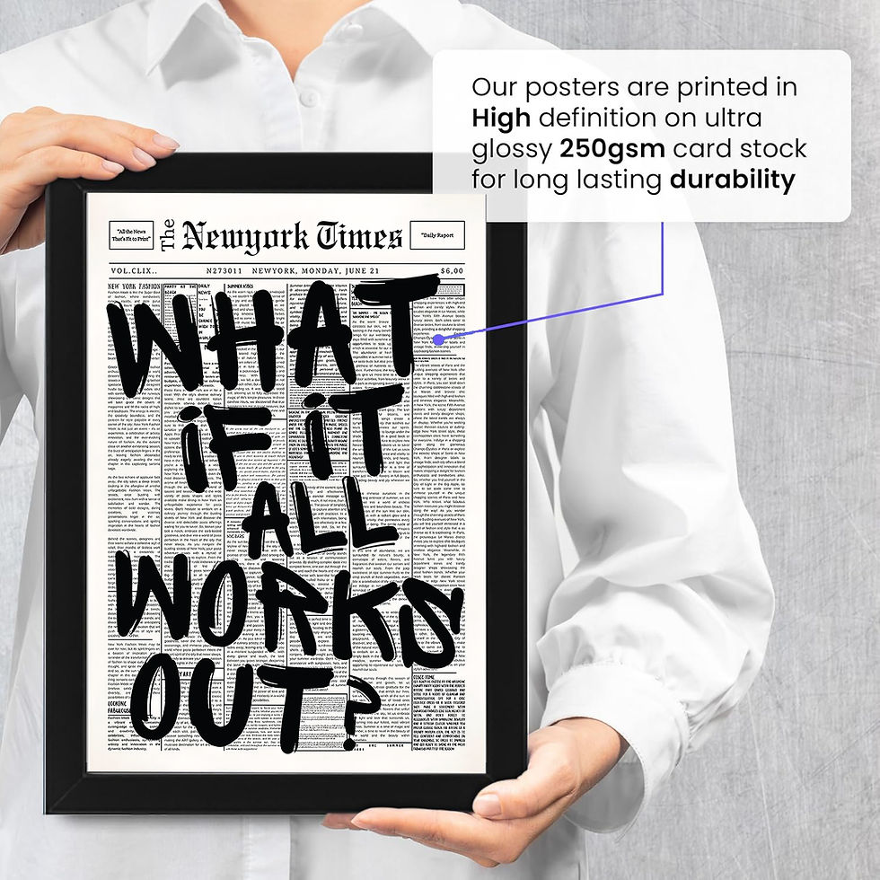 Thumbnail: What If It All Works Out Poster – Motivational Newspaper Style Wall Art, Minimal