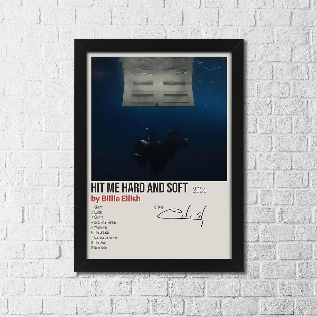 Billie Eilish “Hit Me Hard and Soft” Poster – Dark Aesthetic Music Wall Art, Alb