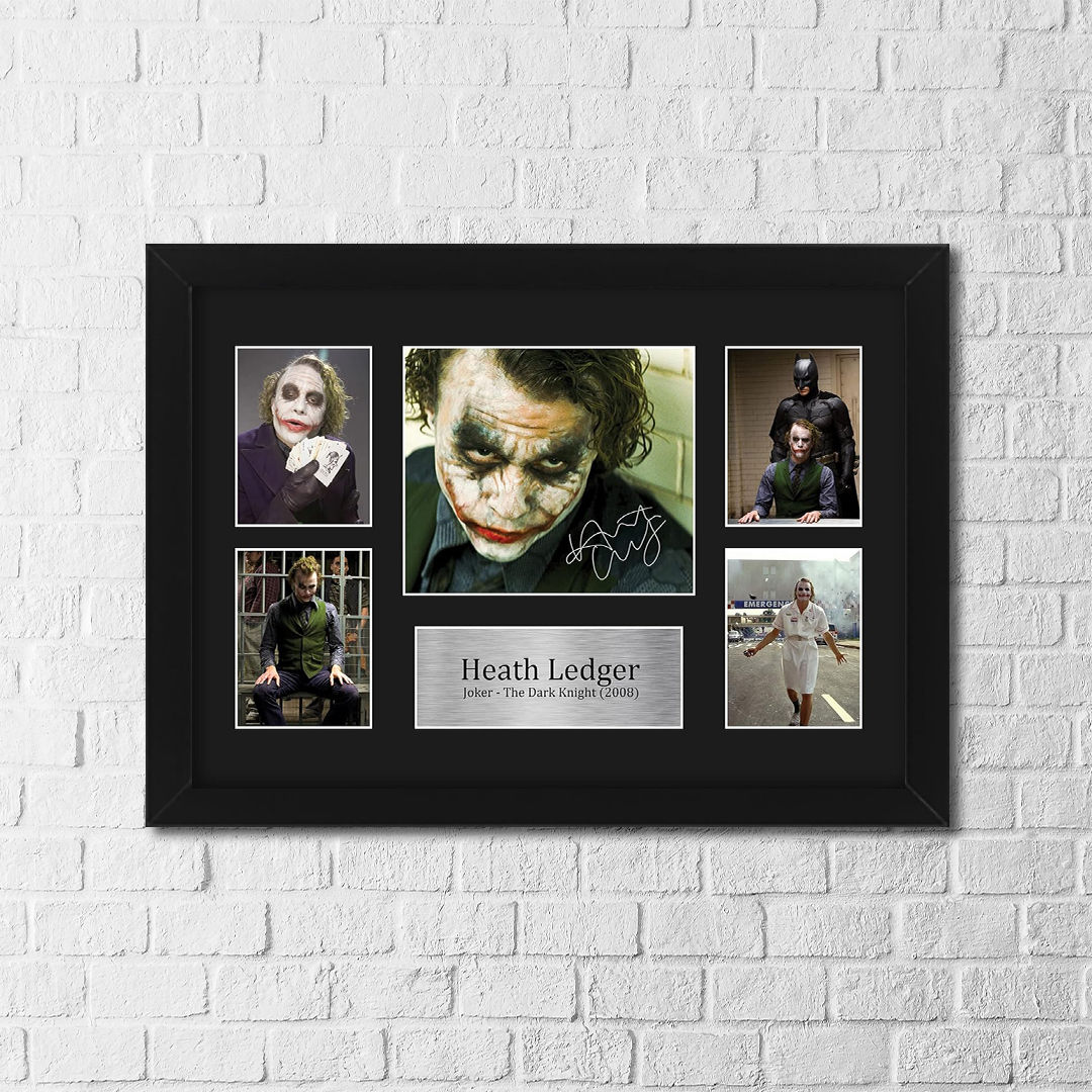Heath Ledger Joker Framed Poster – Signature Style Dark Knight Wall Art