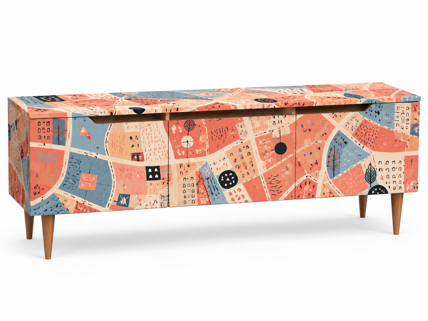 DVOFART Mosaic TV Console – Abstract Artistic Media Unit for Modern Homes