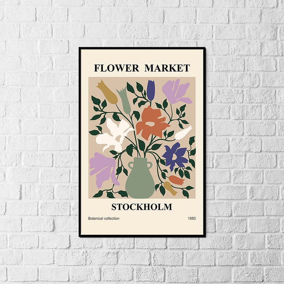 Thumbnail: Flower Market Stockholm Poster - Botanical Wall Art Canvas with Premium Wood Fra