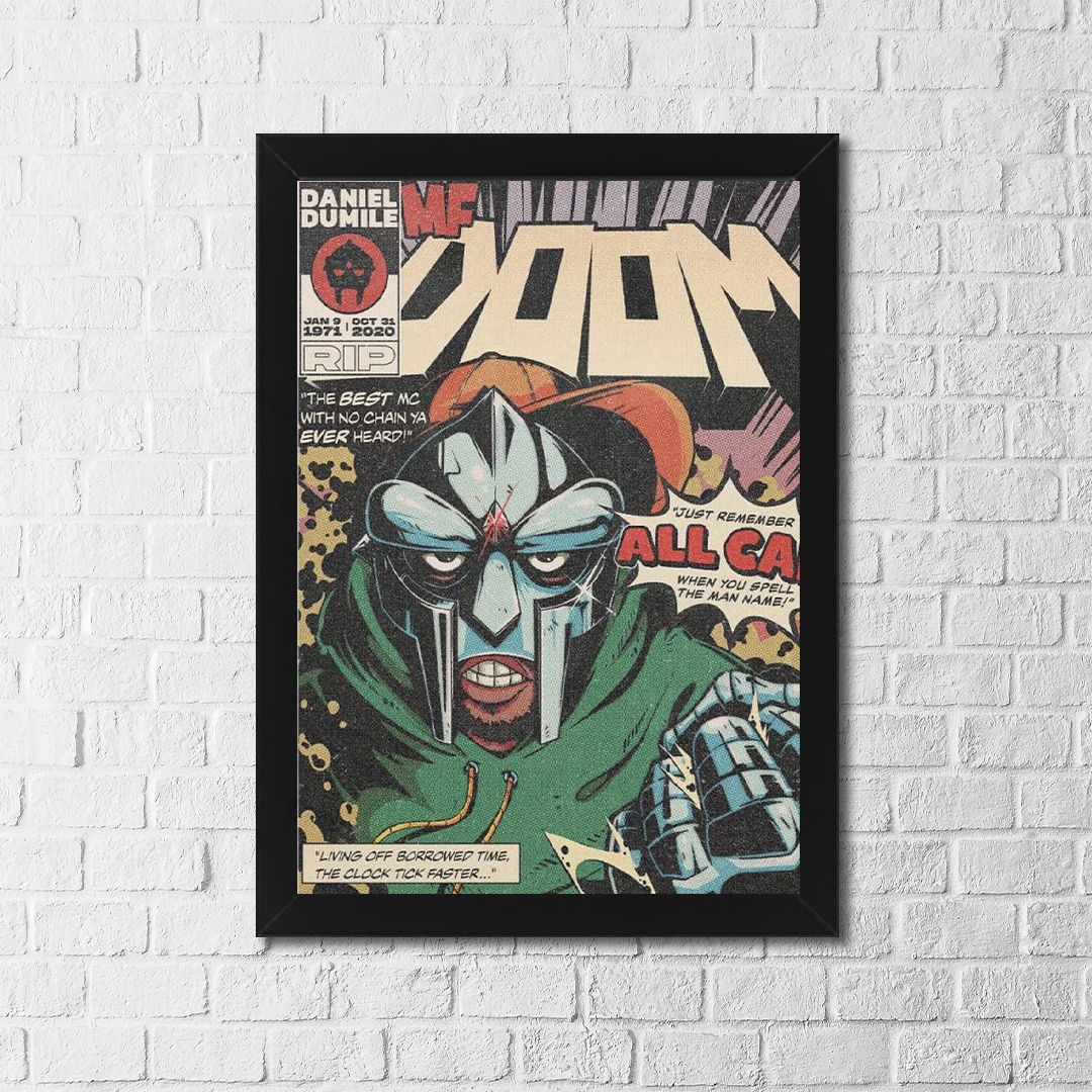 MF DOOM Style Poster – Comic Art Hip-Hop Wall Art, Retro Rap Illustration Print