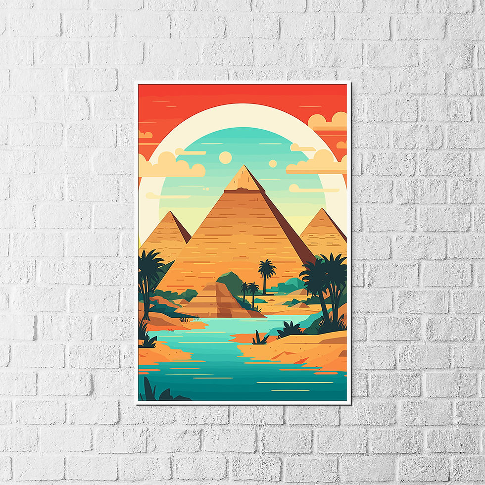 Thumbnail: Pyramids at Sunrise Poster - Vibrant Wall Art Canvas with Premium Wood Frame