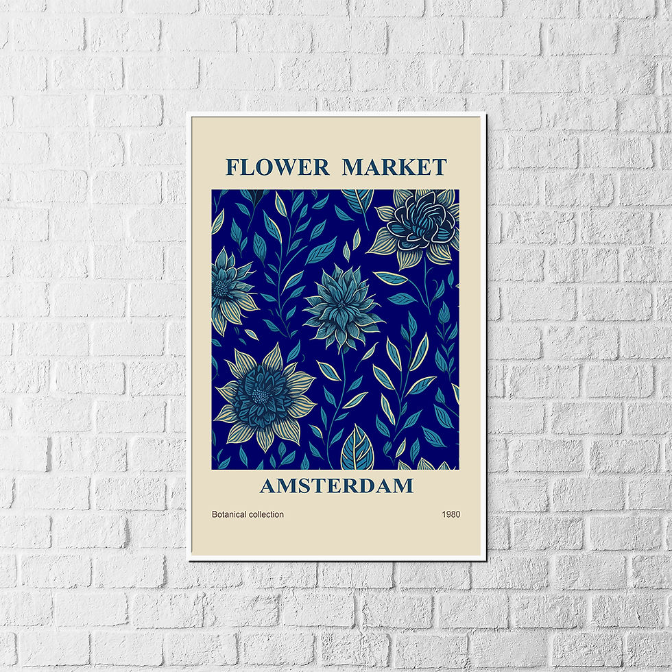 Thumbnail: Vintage Botanical Flower Market Poster - Amsterdam Collection (Blue)