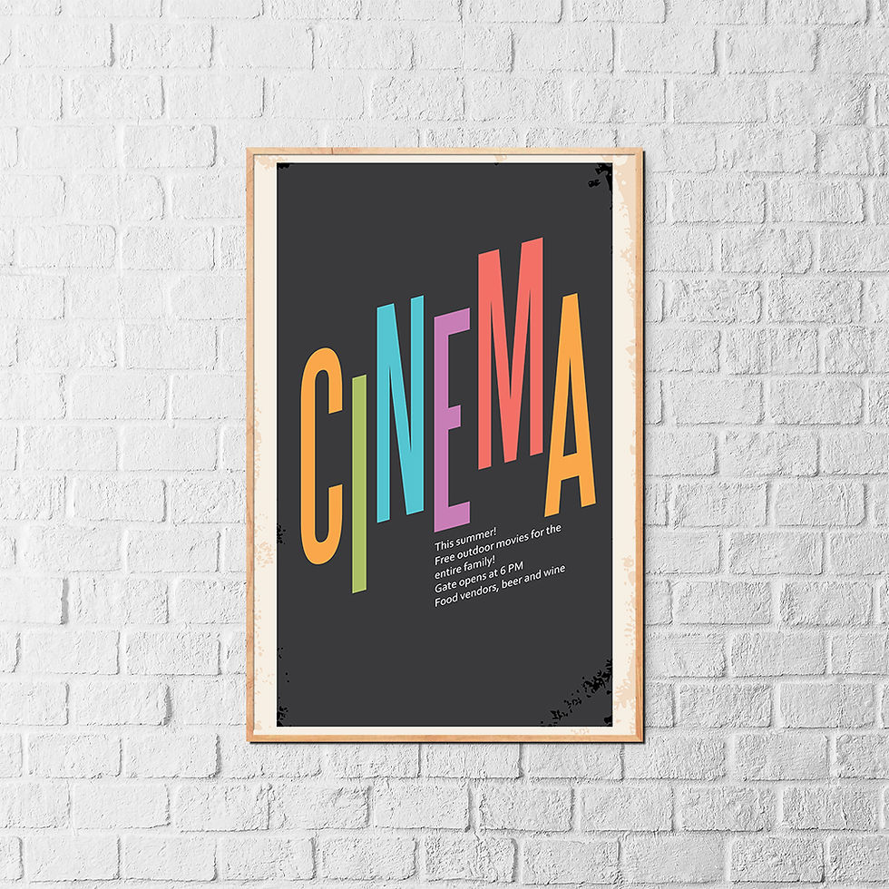 Thumbnail: Colorful Cinema Poster - Vibrant Wall Art Canvas with Premium Wood Frame
