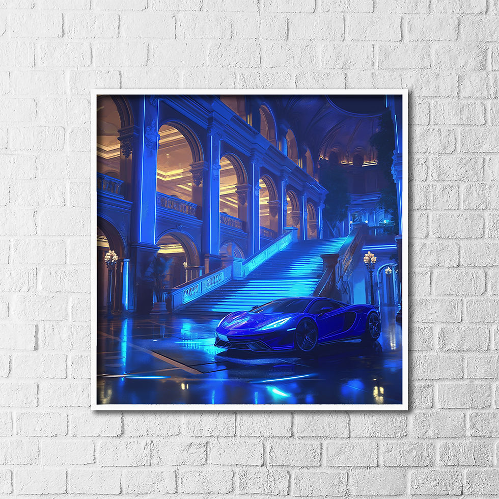 Thumbnail: Elegant Night Scene of a Grand Staircase and Luxury Car in Majestic Architecture