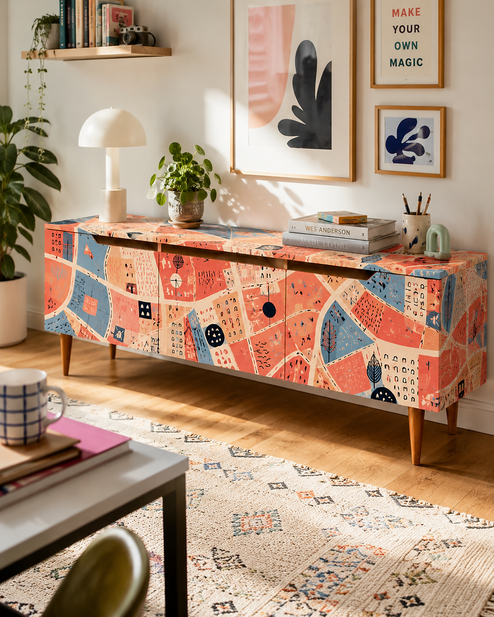 Thumbnail: DVOFART Mosaic TV Console – Abstract Artistic Media Unit for Modern Homes