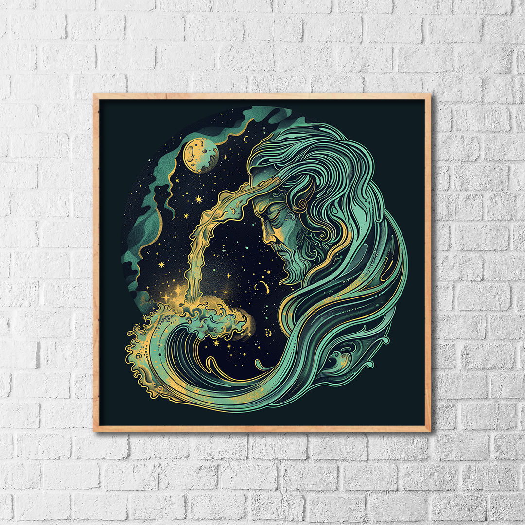 Mystical Aquarius Zodiac Art