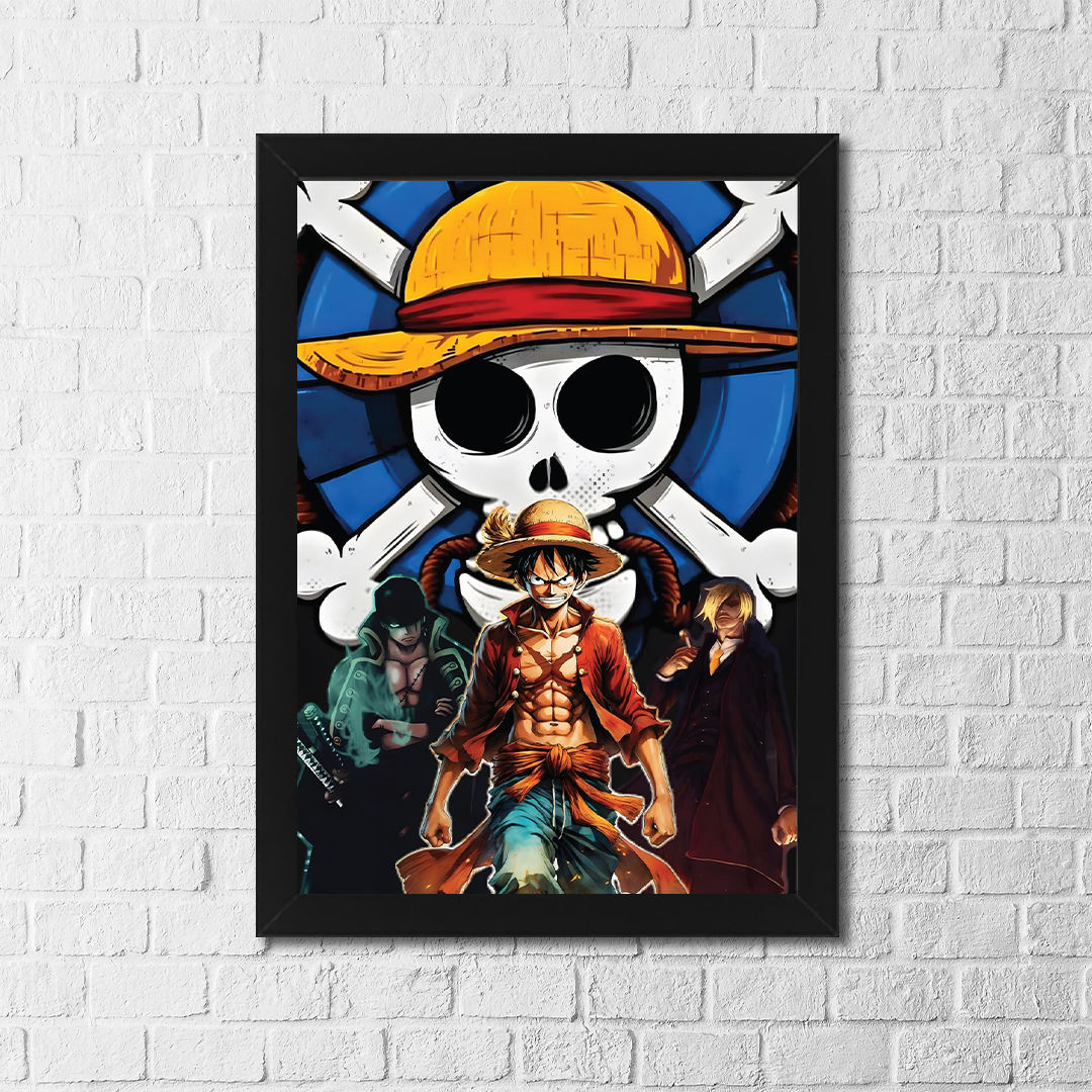 Anime Pirate Poster – Straw Hat Crew Wall Art, Action Anime Character Print for