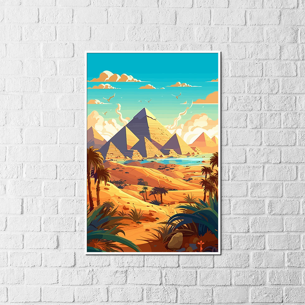 Thumbnail: Oasis in the Desert: Pyramids of Egypt Poster - Captivating Wall Art Canvas with