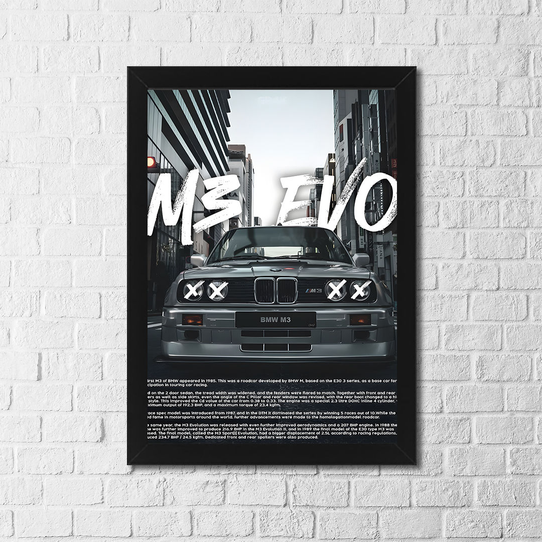 BMW M3 E30 Poster – Street Style Car Wall Art – Urban Automotive Print