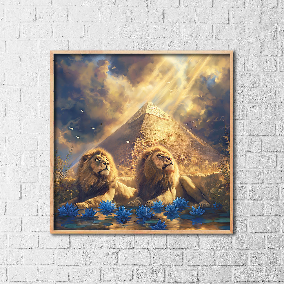 Thumbnail: Majestic Lions in Front of Pyramid with Golden Light