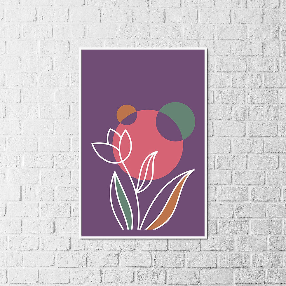 Thumbnail: Modern Minimalist Floral Poster - Contemporary Wall Art Canvas with Premium Wood