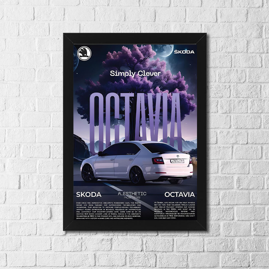 Škoda Octavia Poster – Modern Sedan Wall Art, Aesthetic Automotive Design Print