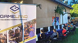 GameLand standee beside a backyard station row