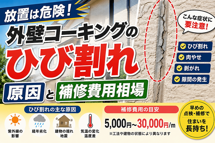 外壁コーキングのひび割れ原因と補修費用相場