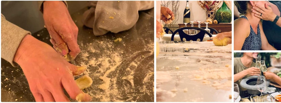 Hands-on pasta-making class in Rome near the Vatican and Prati — tourists preparing fresh ravioli and enjoying tiramisu, wine, and Prosecco in a local restaurant cooking experience. Photo: the roman food tour