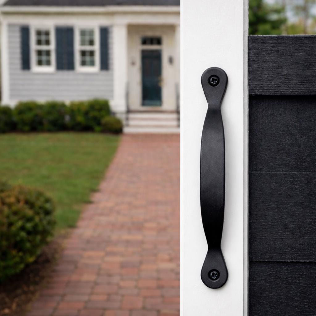 Curved Door Handle, Handmade Classic, face mounting