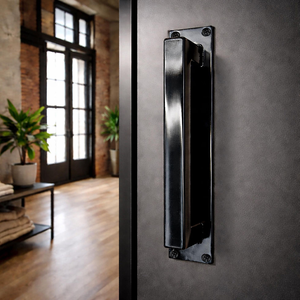 Thumbnail: Low Profile Barn Door Handle - Industrial Loft Door, Square Steel
