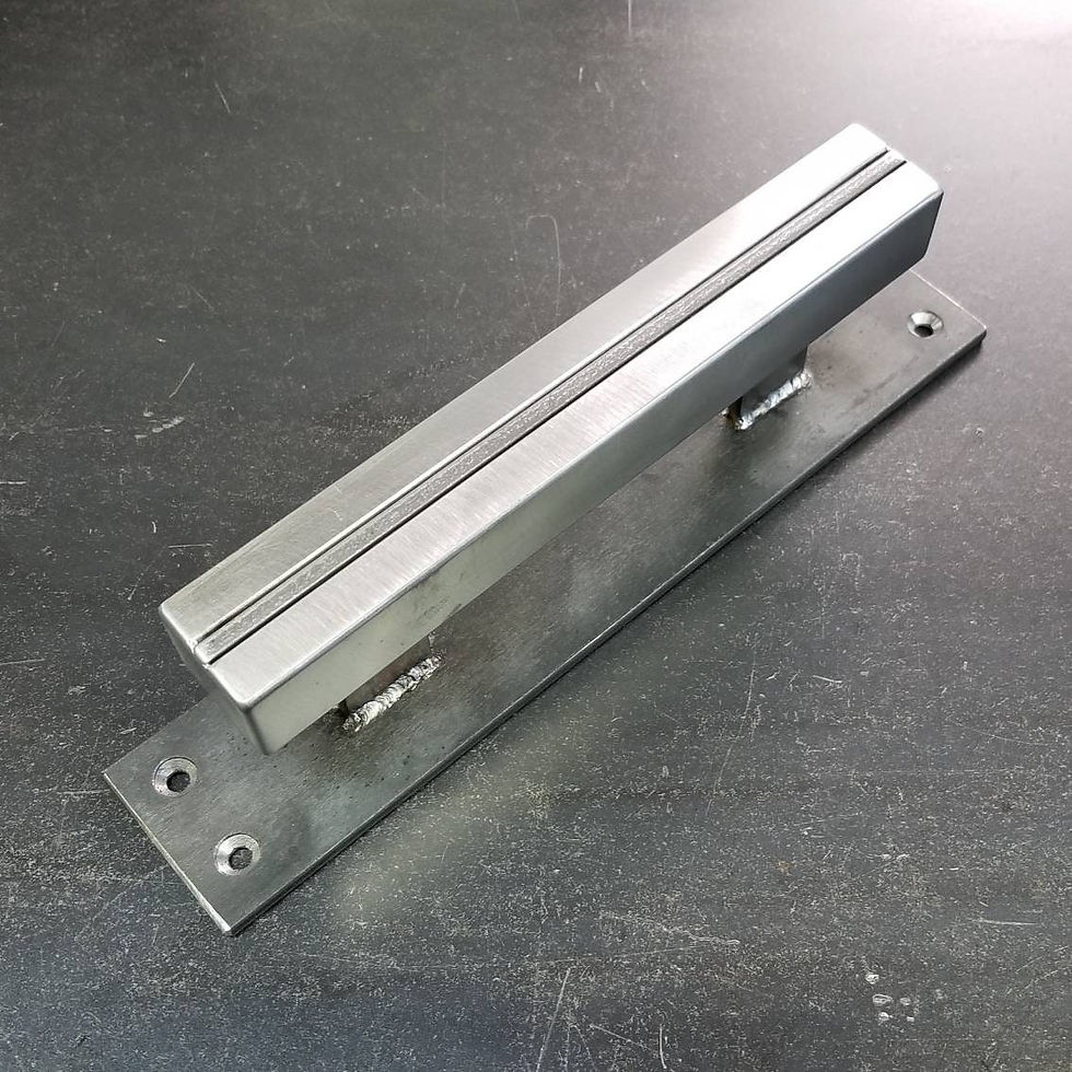 Thumbnail: Modern-Industrial Barn Pull or Sliding Door handle - 1-3/16" wide on 2" backer