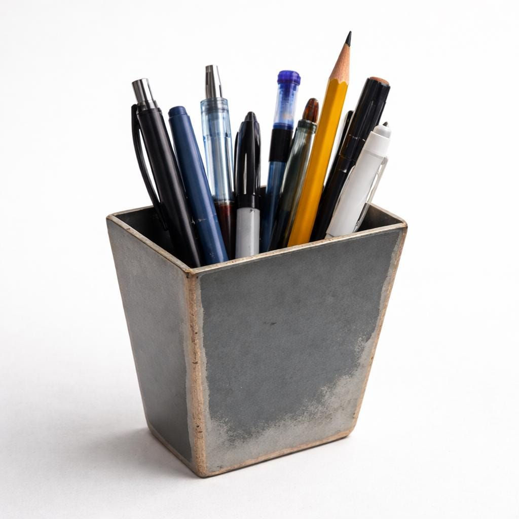Steel Pencil Holder | Minimal Desk Object | Handmade Modern Organizer