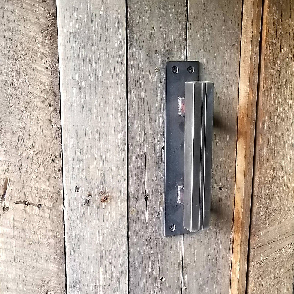 Thumbnail: Modern-Industrial Barn Pull or Sliding Door handle - 1-3/16" wide on 2" backer