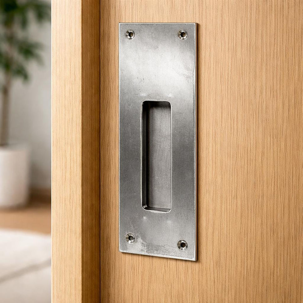 Thumbnail: Flush Recessed Sliding Door Pull - 3" Wide Plate, 1" x 4" Opening
