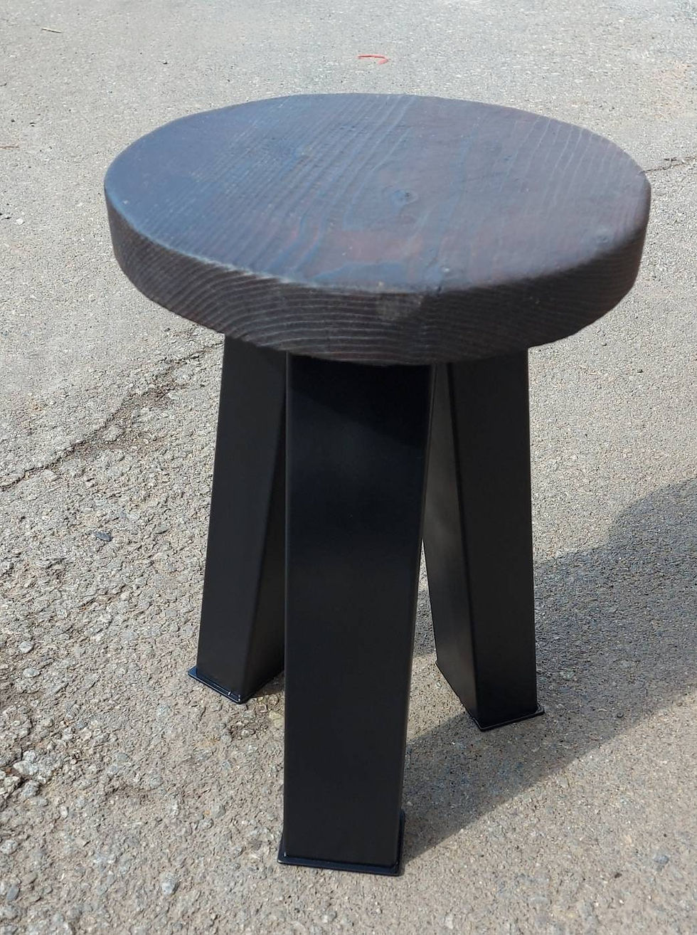 Thumbnail: Studio Series - Eburne Stool - Handcrafted Burnt Timber and Steel Stool – Min...