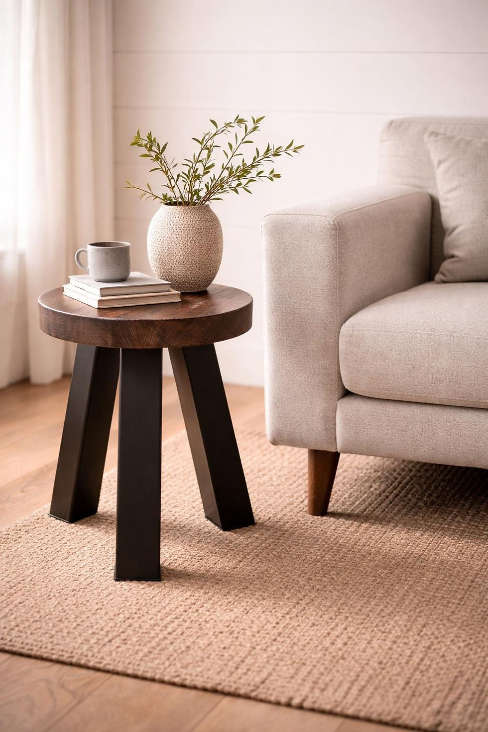Thumbnail: Studio Series - Eburne Stool - Handcrafted Burnt Timber and Steel Stool – Min...