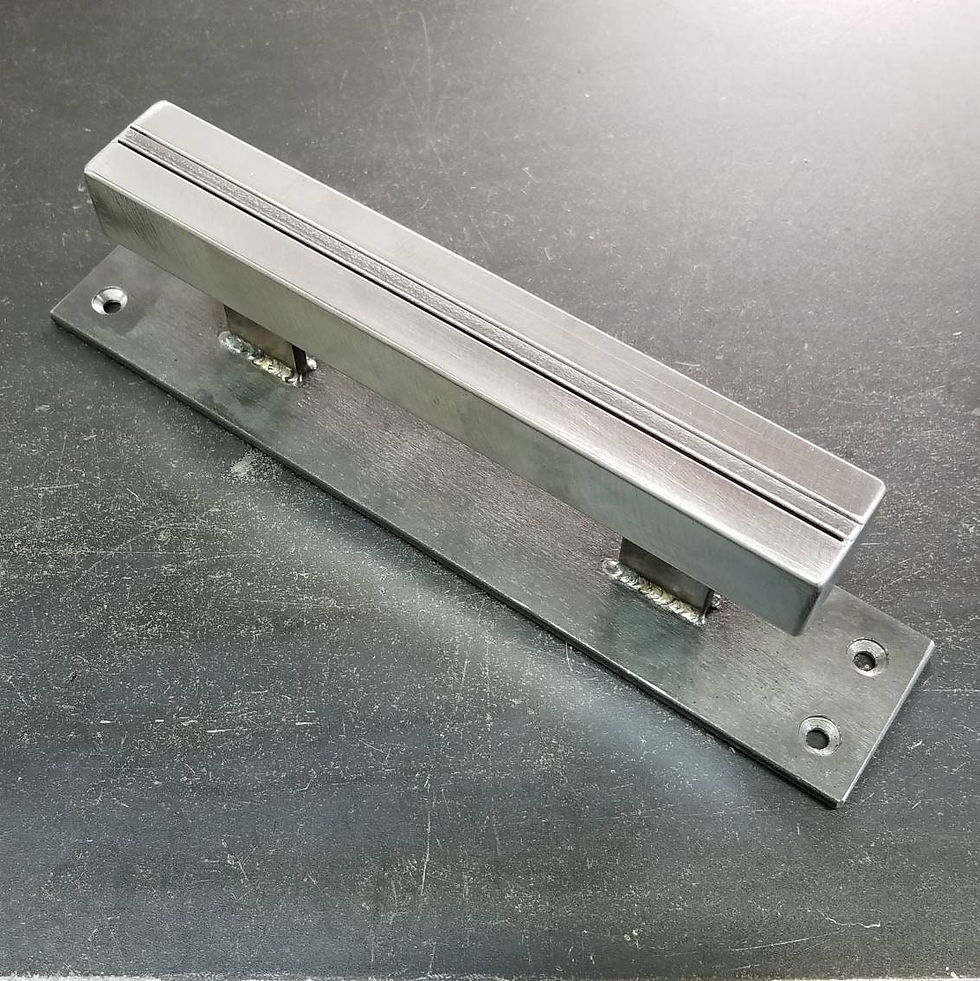 Thumbnail: Modern-Industrial Barn Pull or Sliding Door handle - 1-3/16" wide on 2" backer