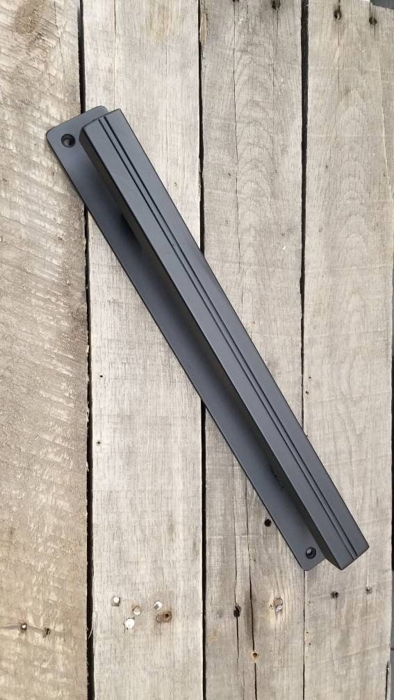 Thumbnail: Modern-Industrial Barn Pull or Sliding Door handle - 1-3/16" wide on 2" backer
