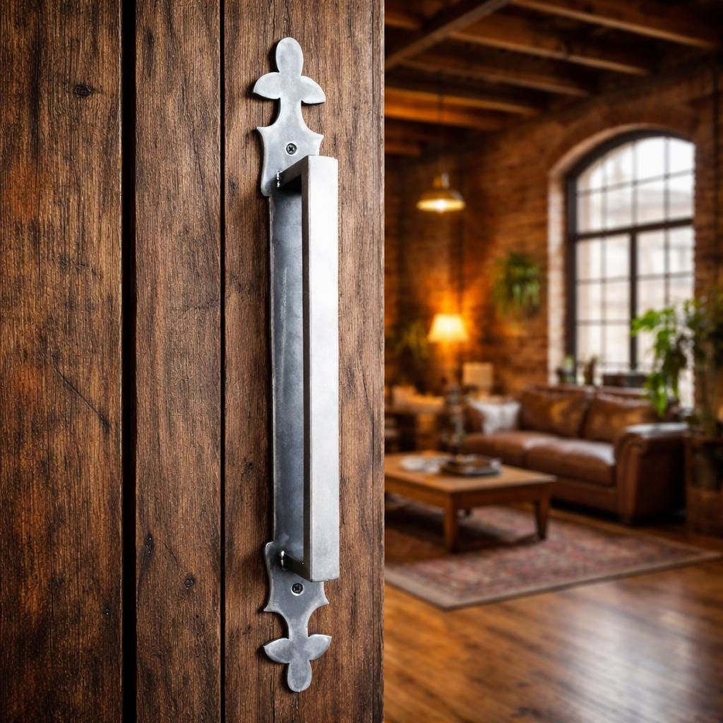 Studio Series - Handcrafted Fleur-de-lis barn door handle