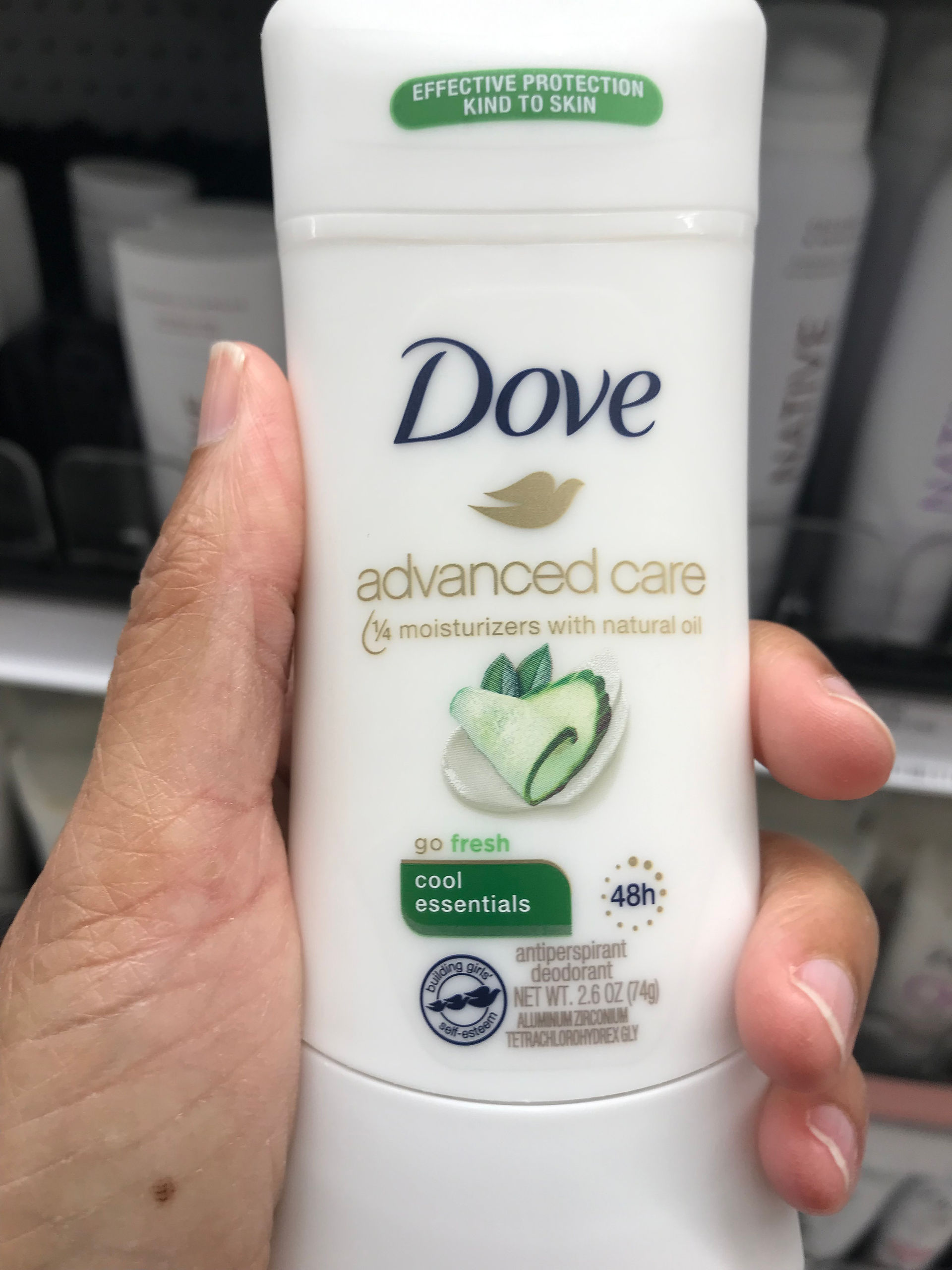 Image of dove brand cool essentials deodorant with fragrance that may cause allergy